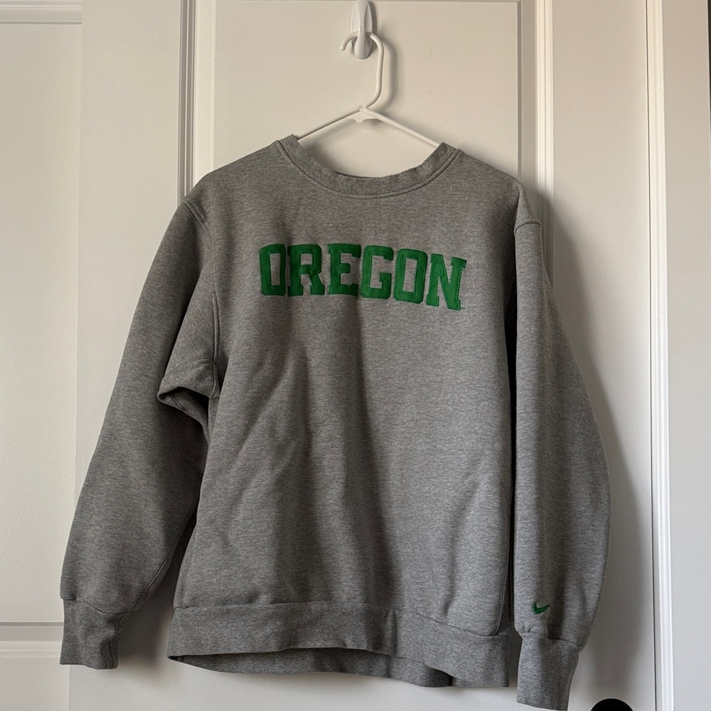 Nike Gray Crewneck with Green Oregon Logo